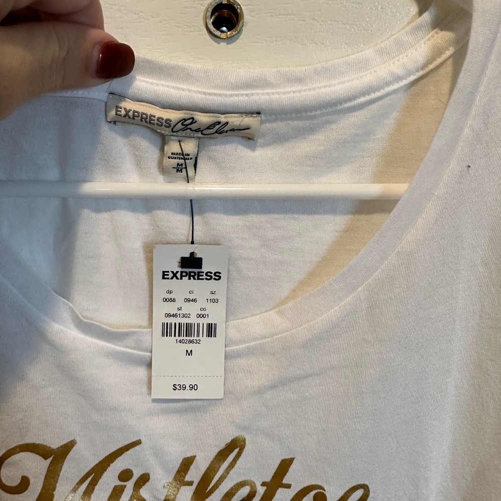 Express mimosas and mistletoe white tee